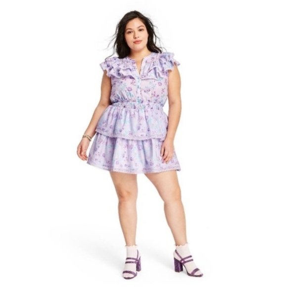 Target x LoveShackFancy Lou Purple Ruffled Mini Dress with V-Neck - Picture 5 of 5